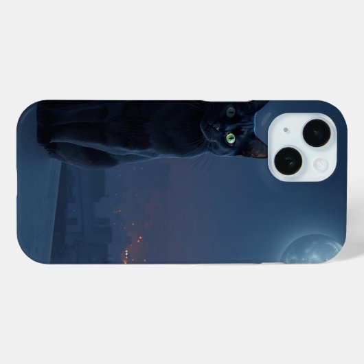 Moonlit Cat on Rooftop Phone Case (Rückseite (Horizontal))