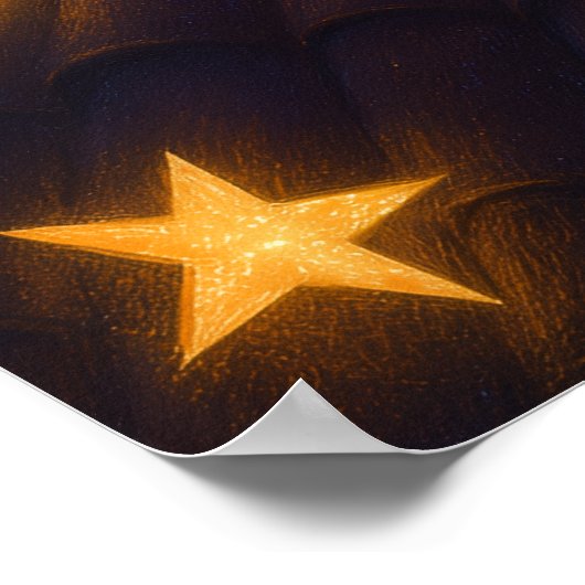 Moonlit Cat on Starry Rooftop Poster (Ecke)