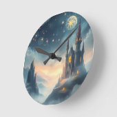 Moonlit Celestial Castle Runde Wanduhr (Winkel)
