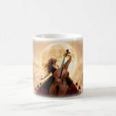 Moonlit Cello Dream with Crimson Roses Mug Kaffeetasse (Mittel)