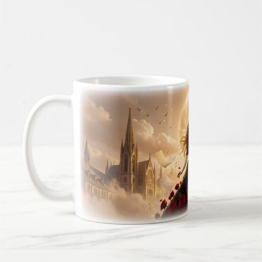 Moonlit Cello Dream with Crimson Roses Mug Kaffeetasse (Links)