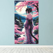 Moonlit Cherry Blossom Fantasy Leinwanddruck (Insitu (Holzboden))