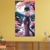 Moonlit Cherry Blossom Fantasy Leinwanddruck (Insitu (Wohnzimmer))