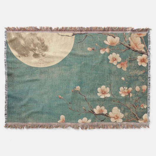 Moonlit Cherry Blossom Serenity Decke (Vorderseite)