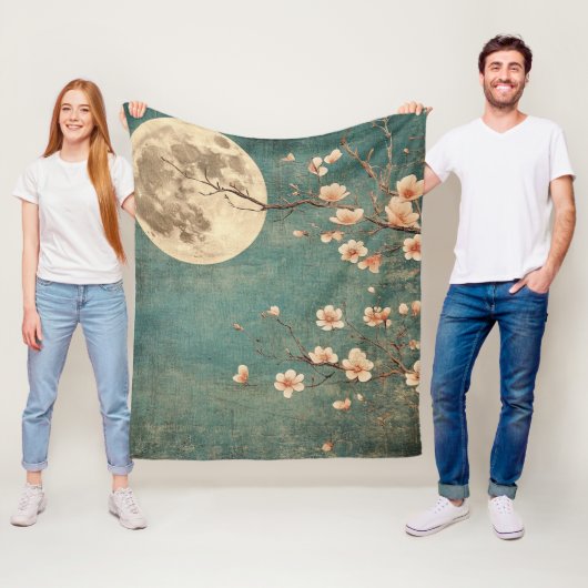 Moonlit Cherry Blossom Serenity Fleecedecke (Beispiel)