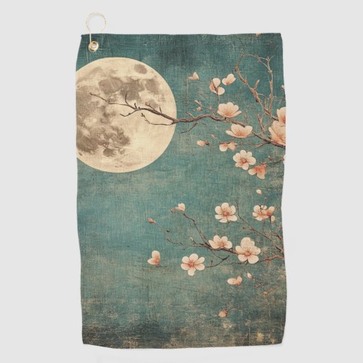 Moonlit Cherry Blossom Serenity Golfhandtuch (Vorderseite)