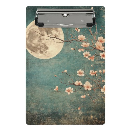 Moonlit Cherry Blossom Serenity Mini Klemmbrett (Vorderseite)