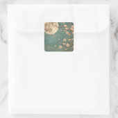 Moonlit Cherry Blossom Serenity Quadratischer Aufkleber (Tasche)