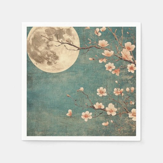 Moonlit Cherry Blossom Serenity Serviette (Vorderseite)