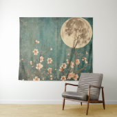 Moonlit Cherry Blossom Serenity Wandteppich (Beispiel (Horizontal))
