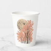 Moonlit Cherry Blossom Trees Nature Art 8oz Paper  Pappbecher (Vorderseite)