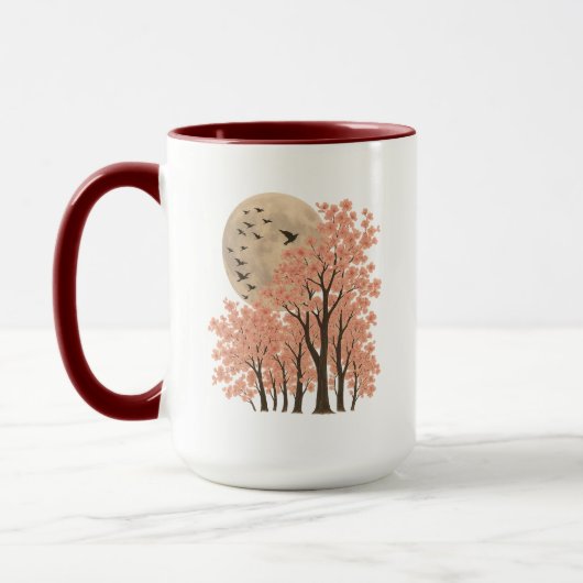 Moonlit Cherry Blossom Trees Nature Art Combo Mug Tasse (Links)