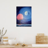 Moonlit Cherry Blüten Poster (Küche)