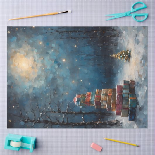 Moonlit Christmas Forest | Stacked Gifts Winter  Seidenpapier (Basteln)