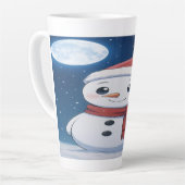 Moonlit Christmas Magic: Kawaii Snowman Milchtasse (Linke Ecke)
