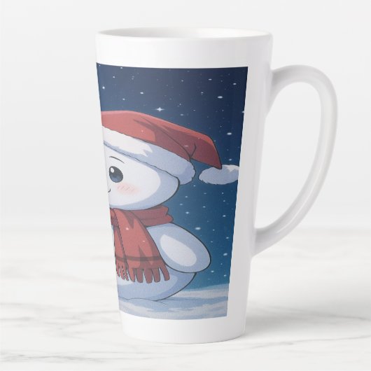  Moonlit Christmas Magic: Kawaii Snowman  Milchtasse (Rechts)