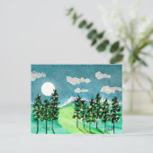 Moonlit Christmas Trees Feiertagspostkarte (Stehend Vorderseite)
