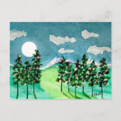 Moonlit Christmas Trees Feiertagspostkarte (Vorderseite)
