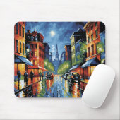 Moonlit City Street Mousepad (Mit Mouse)