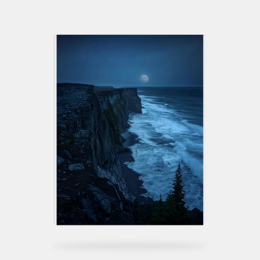 Moonlit Cliffs - ruhige Sicht auf den Mitternachts Acrylschild (Vorderseite)