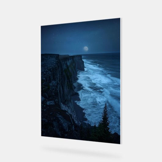 Moonlit Cliffs - ruhige Sicht auf den Mitternachts Acrylschild (Winkel)