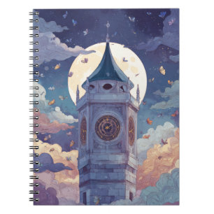 Moonlit Clock Tower Fantasy Sky Notebook Notizblock