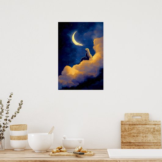 Moonlit Clouds Poster 16x24 Dreamy Wall Art (Küche)
