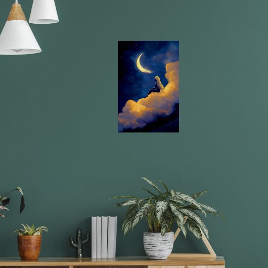 Moonlit Clouds Poster 16x24 Dreamy Wall Art (Wohnzimmer 1)