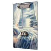 Moonlit Coastal Bedroom with Sleeping Cat Klemmbrett (Links)