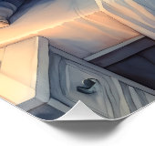 Moonlit Coastal Bedroom with Sleeping Cat Poster (Ecke)