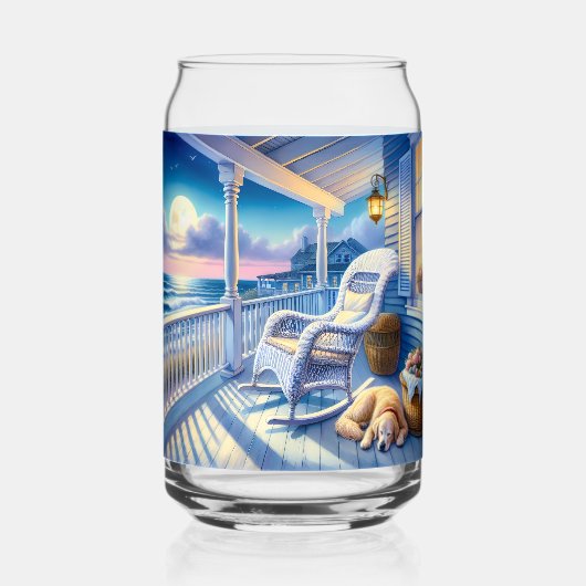 Moonlit Coastal Porch mit Hund & Ocean View Dosenglas (Vorderseite)