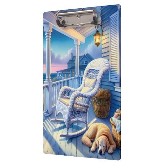 Moonlit Coastal Porch mit Hund & Ocean View Klemmbrett (Links)