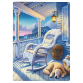 Moonlit Coastal Porch mit Hund & Ocean View Klemmbrett (Rückseite)