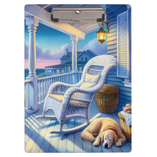 Moonlit Coastal Porch mit Hund & Ocean View Klemmbrett