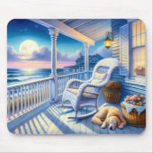Moonlit Coastal Porch mit Hund & Ocean View Mousepad (Vorne)