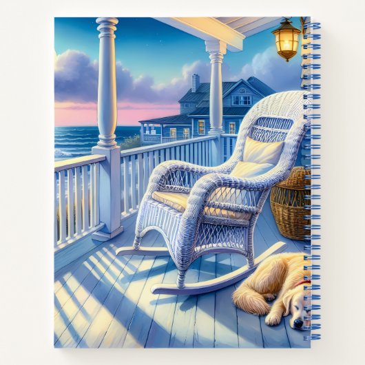 Moonlit Coastal Porch mit Hund & Ocean View Notizblock (Rückseite)