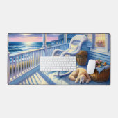 Moonlit Coastal Porch mit Hund & Ocean View Schreibtischunterlage (Tastatur & Maus)