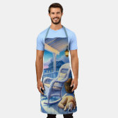 Moonlit Coastal Porch mit Hund & Ocean View Schürze (Getragen)