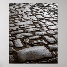 Moonlit Cobblestones Poster