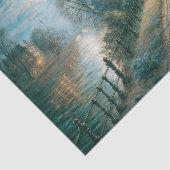 Moonlit Couple Walking Riverside Path Decoupage Seidenpapier (Ausschnitt)