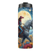 Moonlit Cowgirl Sonnenblume Pferdereiten Thermosbecher (Vorderseite)