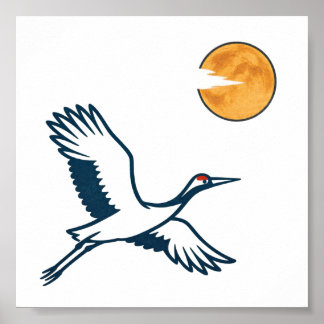 Moonlit Crane Poster