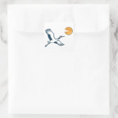 Moonlit Crane Quadratischer Aufkleber (Tasche)
