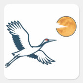 Moonlit Crane Quadratischer Aufkleber (Vorderseite)