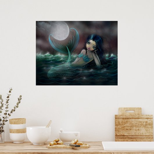 Moonlit Creek Mermaid Poster Print (Küche)