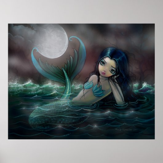 Moonlit Creek Mermaid Poster Print (Vorne)