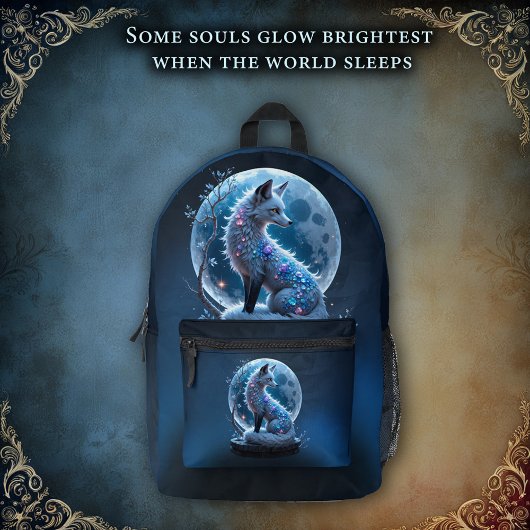 Moonlit Crystal Fox – Guardian of Silent Dreams.  Bedruckter Rucksack