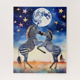Moonlit Dance Zebras in Love Puzzle