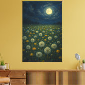 Moonlit Dandelion Meadow Leinwanddruck (Insitu (Wohnzimmer))