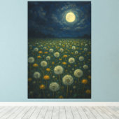 Moonlit Dandelion Meadow Leinwanddruck (Insitu (Holzboden))